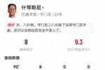 什琴斯尼数据:8次扑救,1次送点,2拦截2解围,评分8.0全队最高
